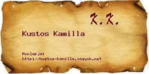 Kustos Kamilla névjegykártya